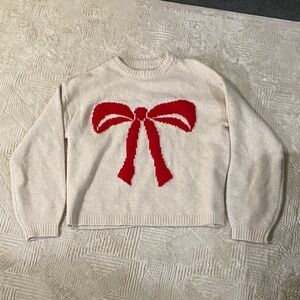 A New Day Womens Cream Bow Sweater